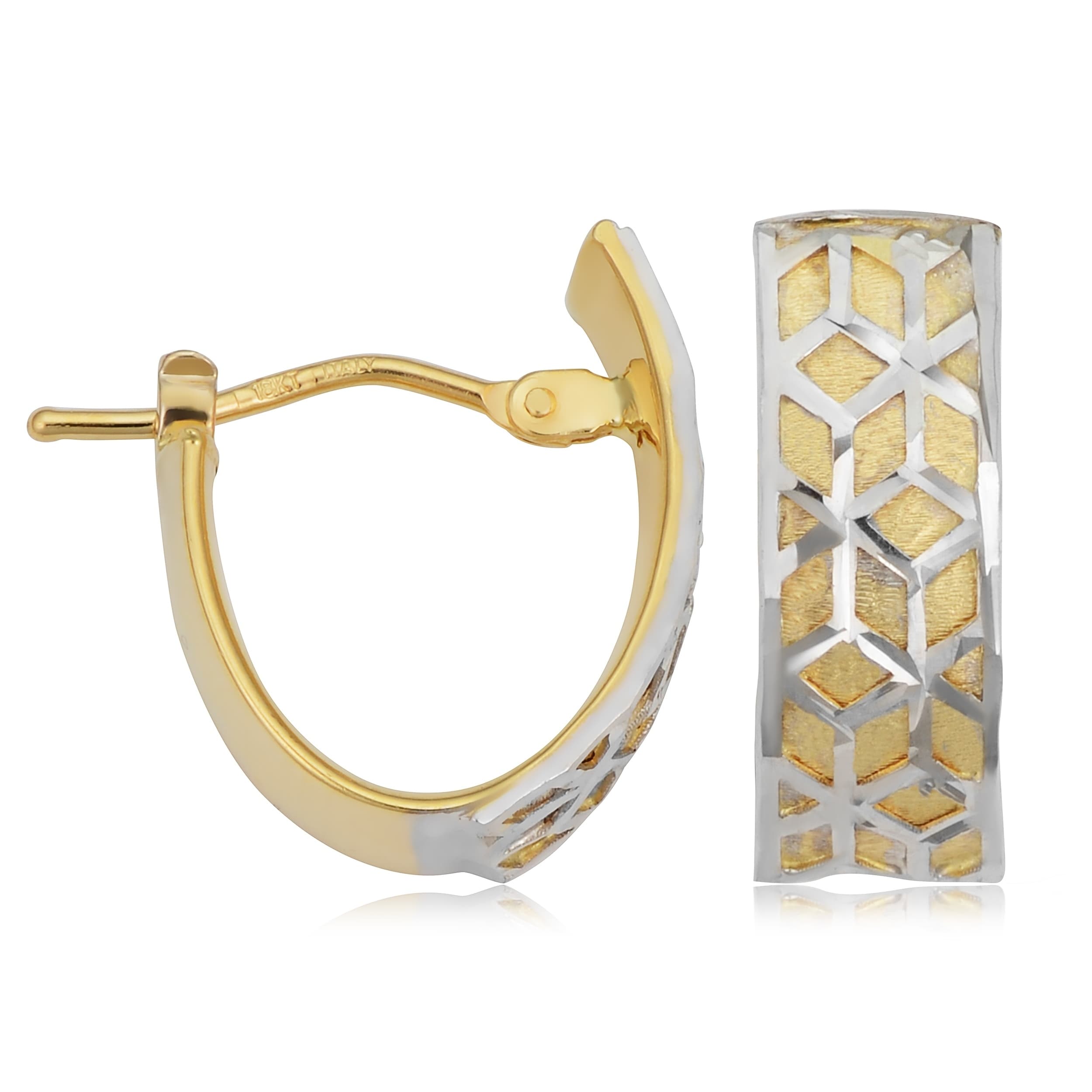 14K Two-tone Polished and Diamond-cut Post Earring