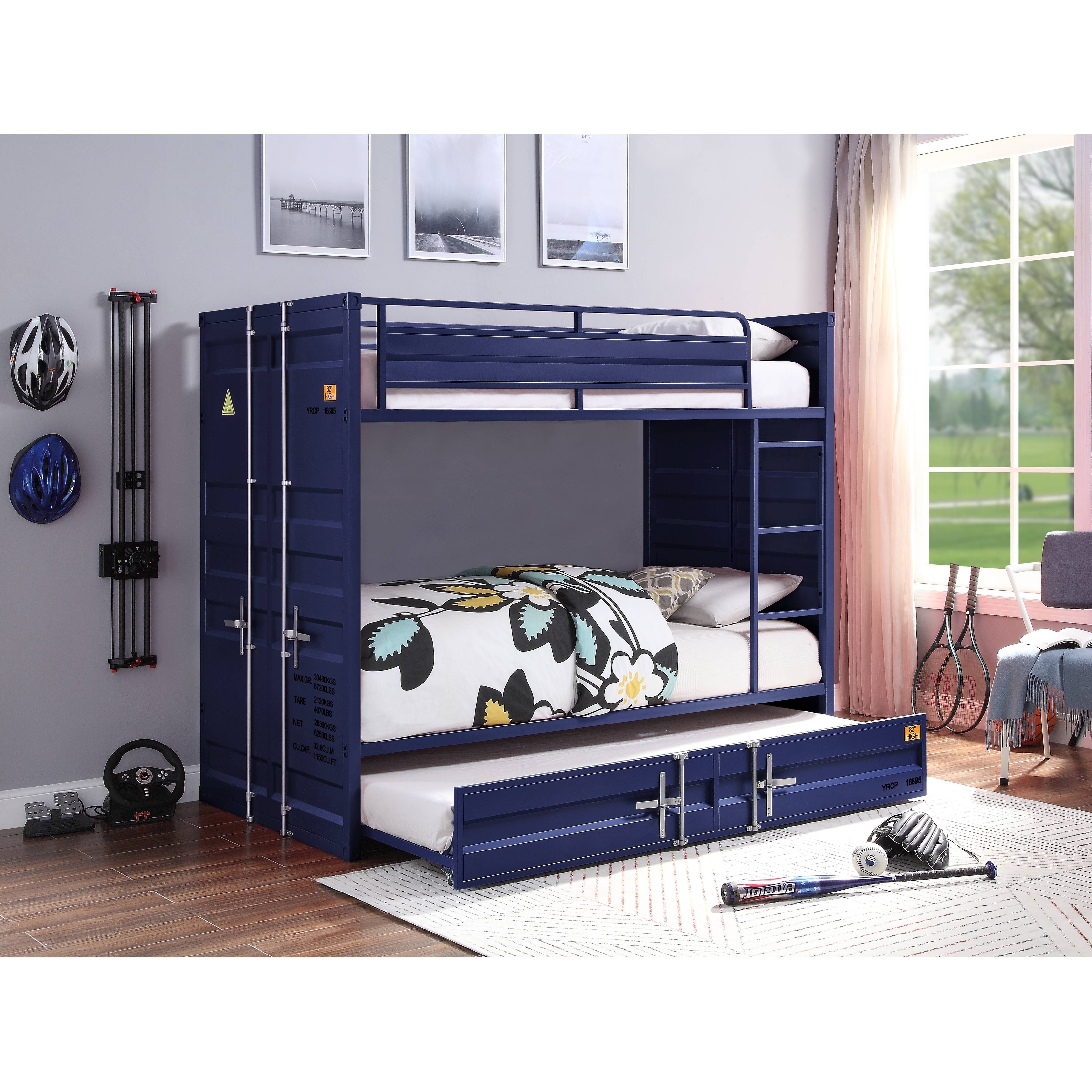 Shop Cargo Twin Over Twin Bunk Bed With Trundle Blue Overstock