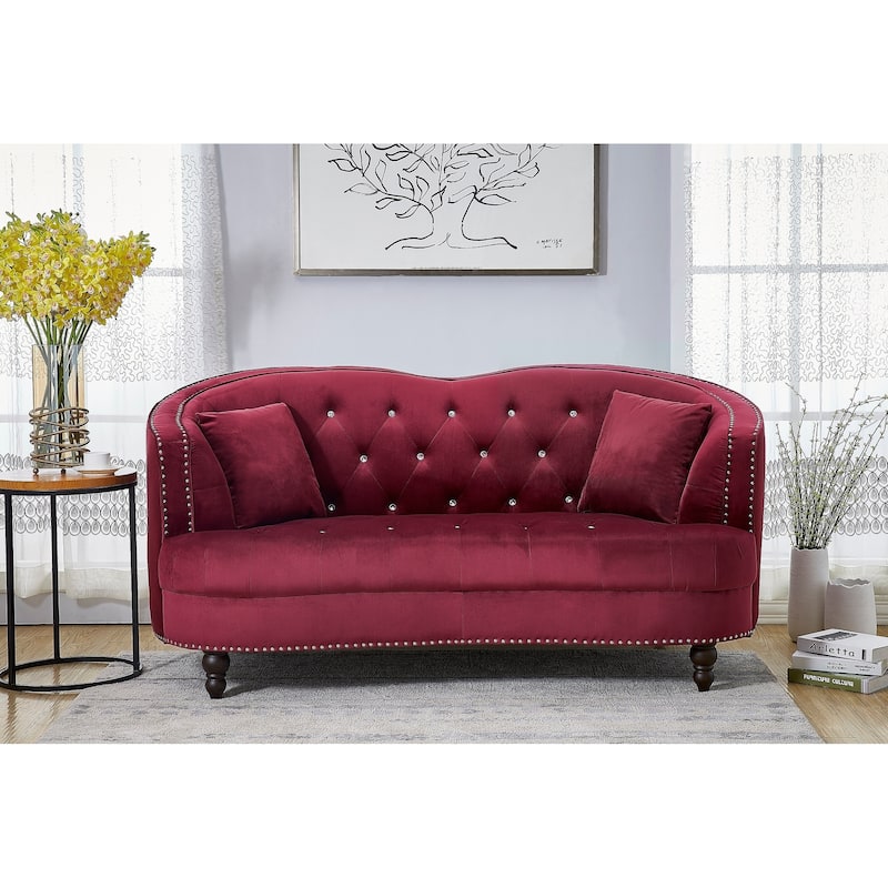 Garcia Velvet Loveseat - Burgundy