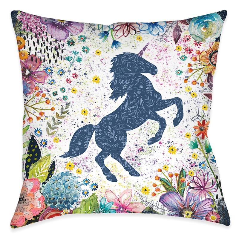 Laural Home Enchanted Unicorn Decorative Pillow - Accent - 18 x 18 - Polyester - Multi-Color - Single