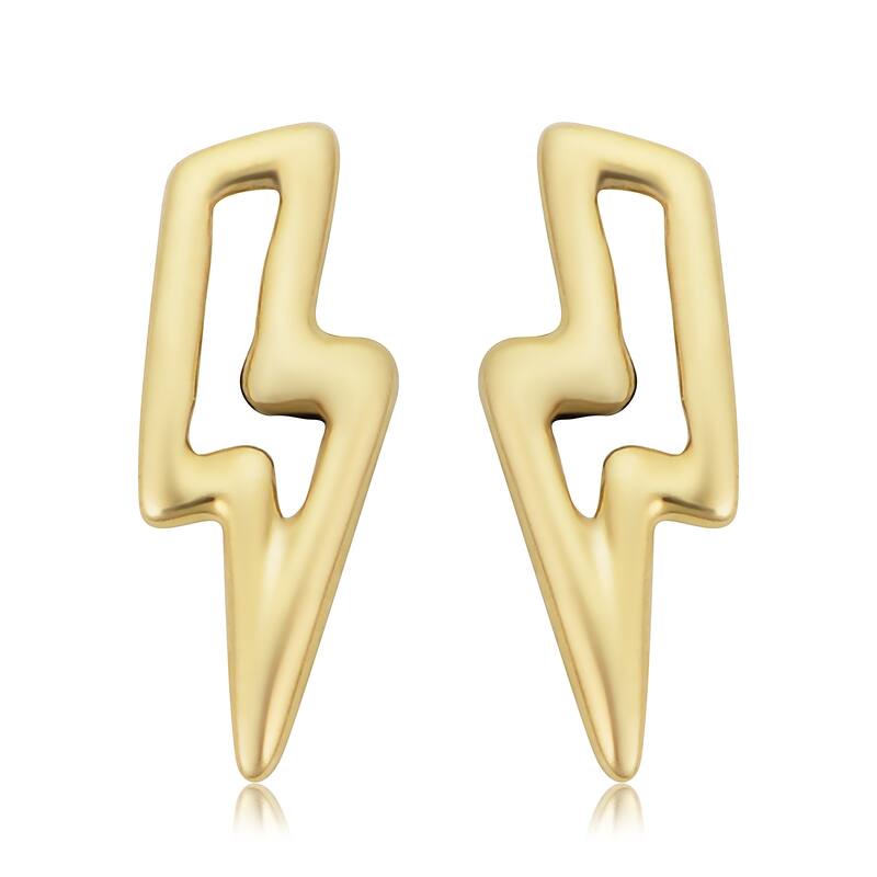 14k Yellow Gold Lightning Bolt Stud Earrings