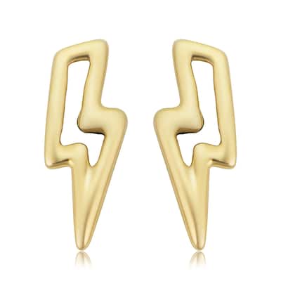14k Yellow Gold Lightning Bolt Stud Earrings