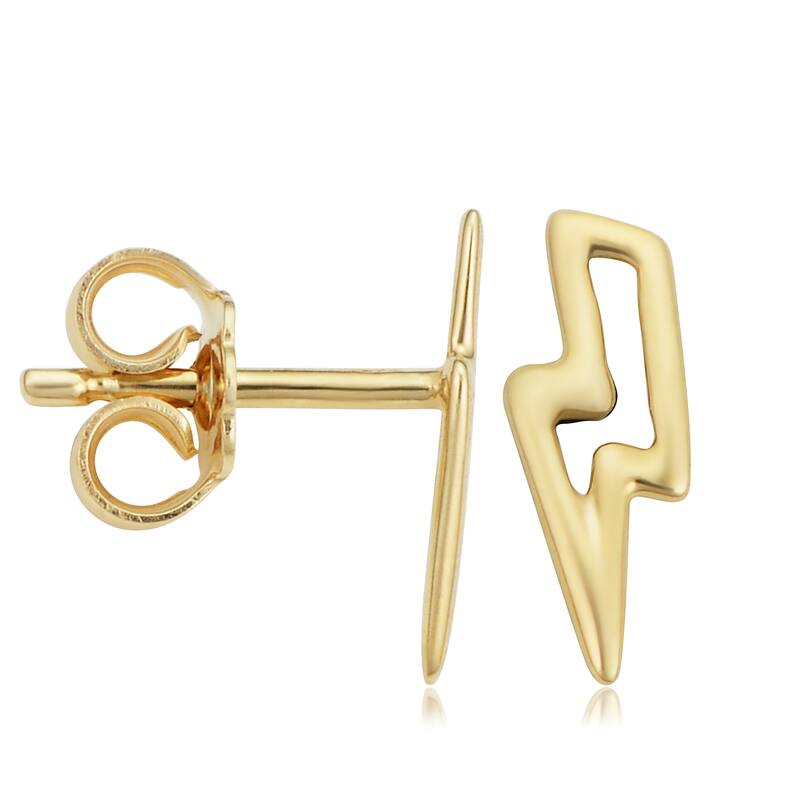 14k Yellow Gold Lightning Bolt Stud Earrings
