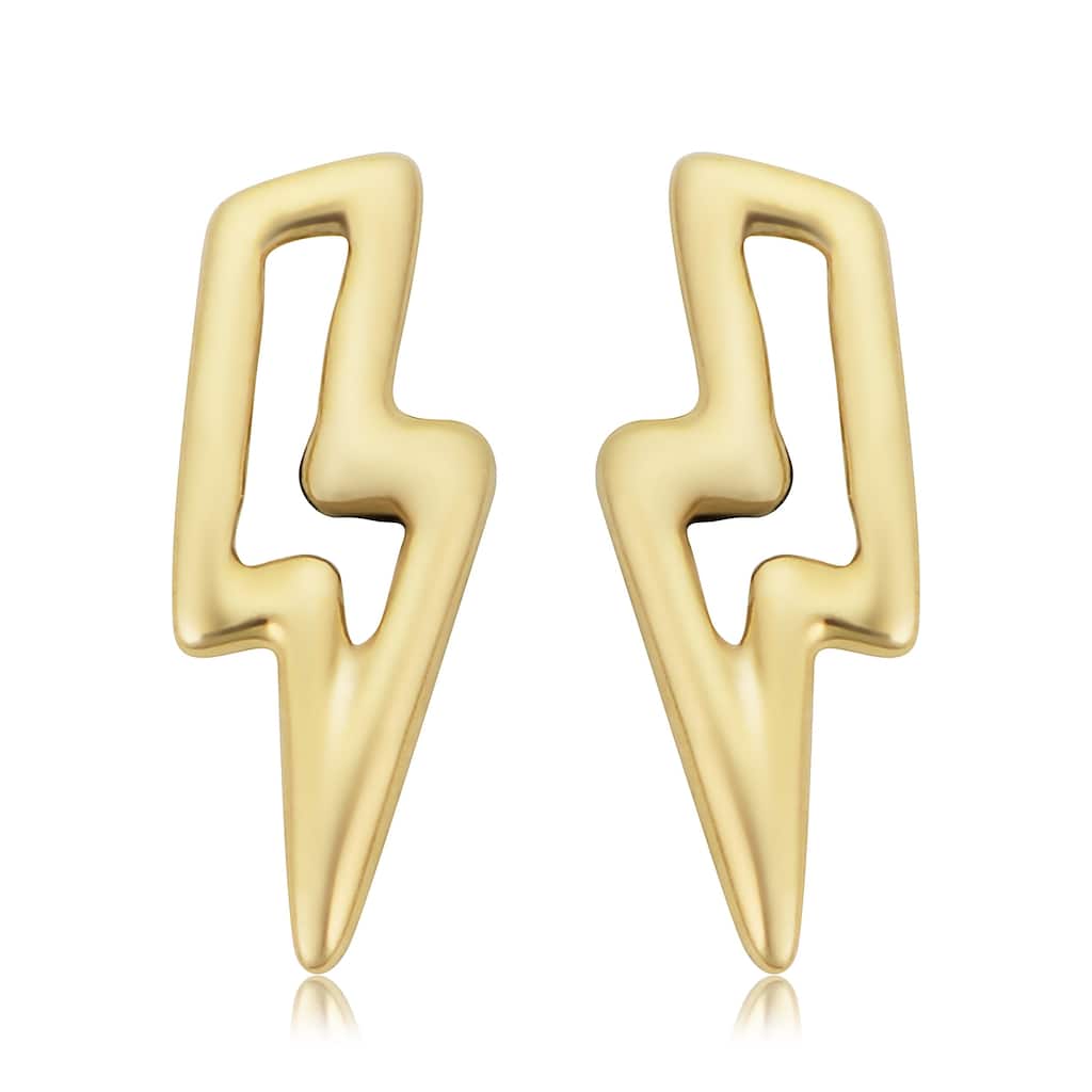 14k Yellow Gold Lightning Bolt Stud Earrings