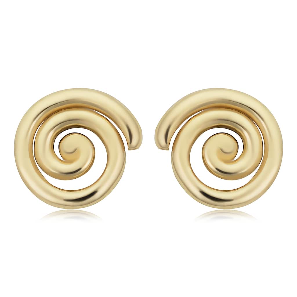 14k Yellow Gold Polished Twirl Stud Earrings
