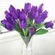 preview thumbnail 8 of 10, Enova Home Artificial 3 Pack Silk Tulips Fake Flowers Arrangement in Clear Glass Vase with Plastic Pearl for Home Wedding Decor