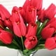 preview thumbnail 12 of 10, Enova Home Artificial 3 Pack Silk Tulips Fake Flowers Arrangement in Clear Glass Vase with Plastic Pearl for Home Wedding Decor