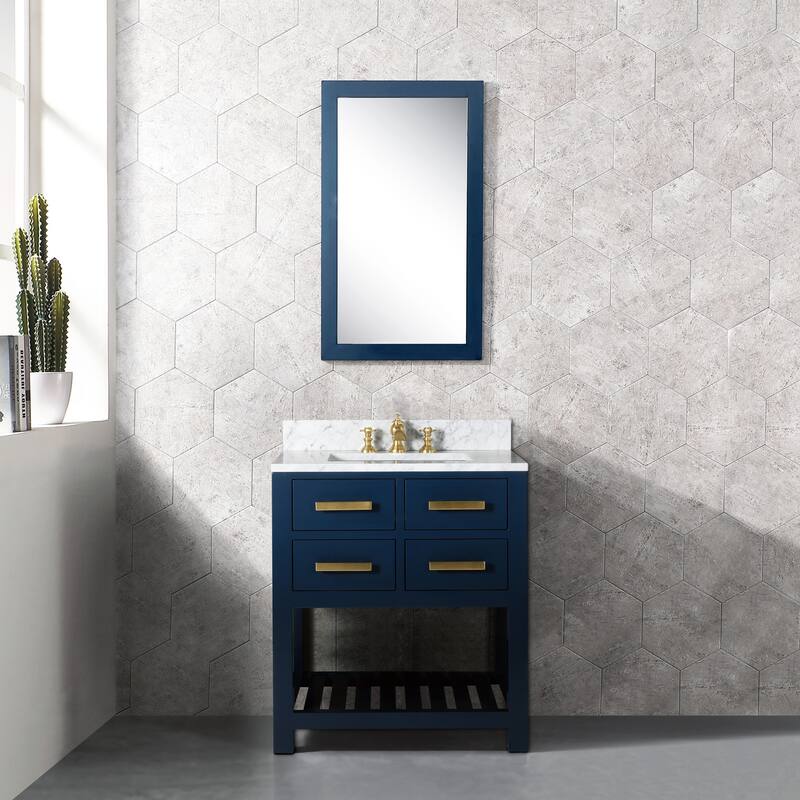 30 Inch Monarch Blue Single Sink Bathroom Vanity From The Madalyn Collection - Vanity with F2-0013-06-FX Faucet - Assembly Required