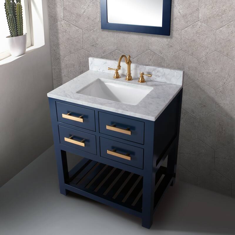 30 Inch Monarch Blue Single Sink Bathroom Vanity From The Madalyn Collection