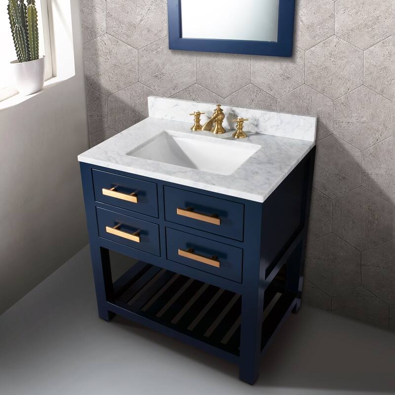 30 Inch Monarch Blue Single Sink Bathroom Vanity From The Madalyn Collection