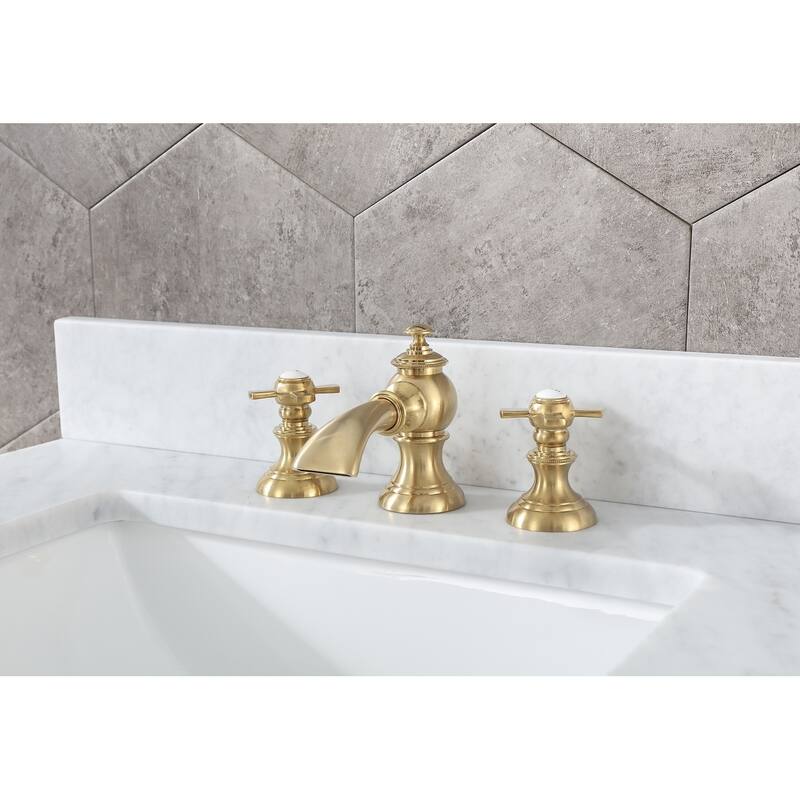 Madison 36-inch Blue Single Sink Carrara White Marble Vanity
