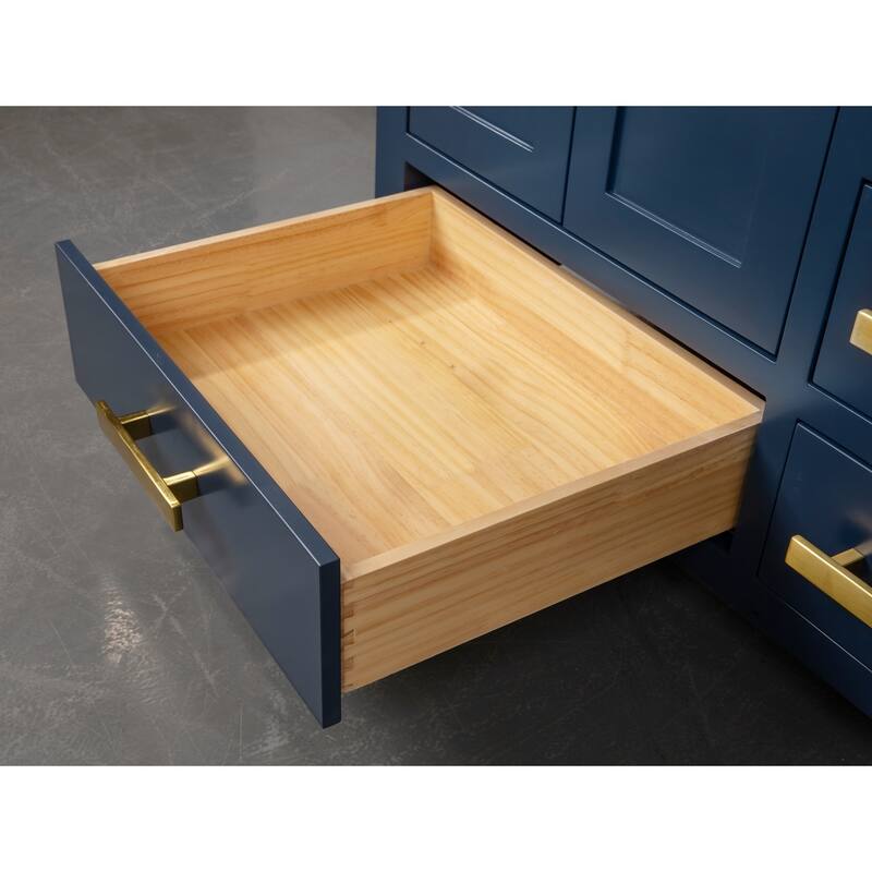 Madison 36-inch Blue Single Sink Carrara White Marble Vanity