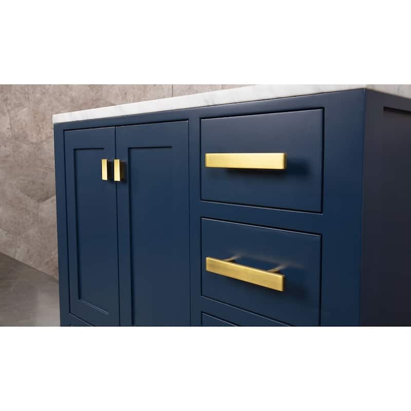Madison 36-inch Blue Single Sink Carrara White Marble Vanity