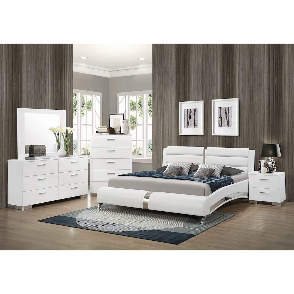 Caledonia Glossy White 3-piece Bedroom Set