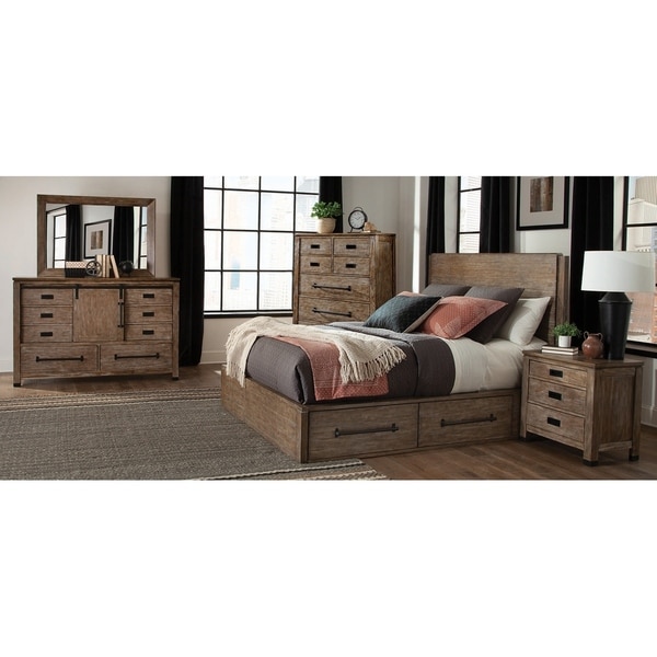 Madison Rustic Barn 2-piece Storage Bedroom Set with Nightstand