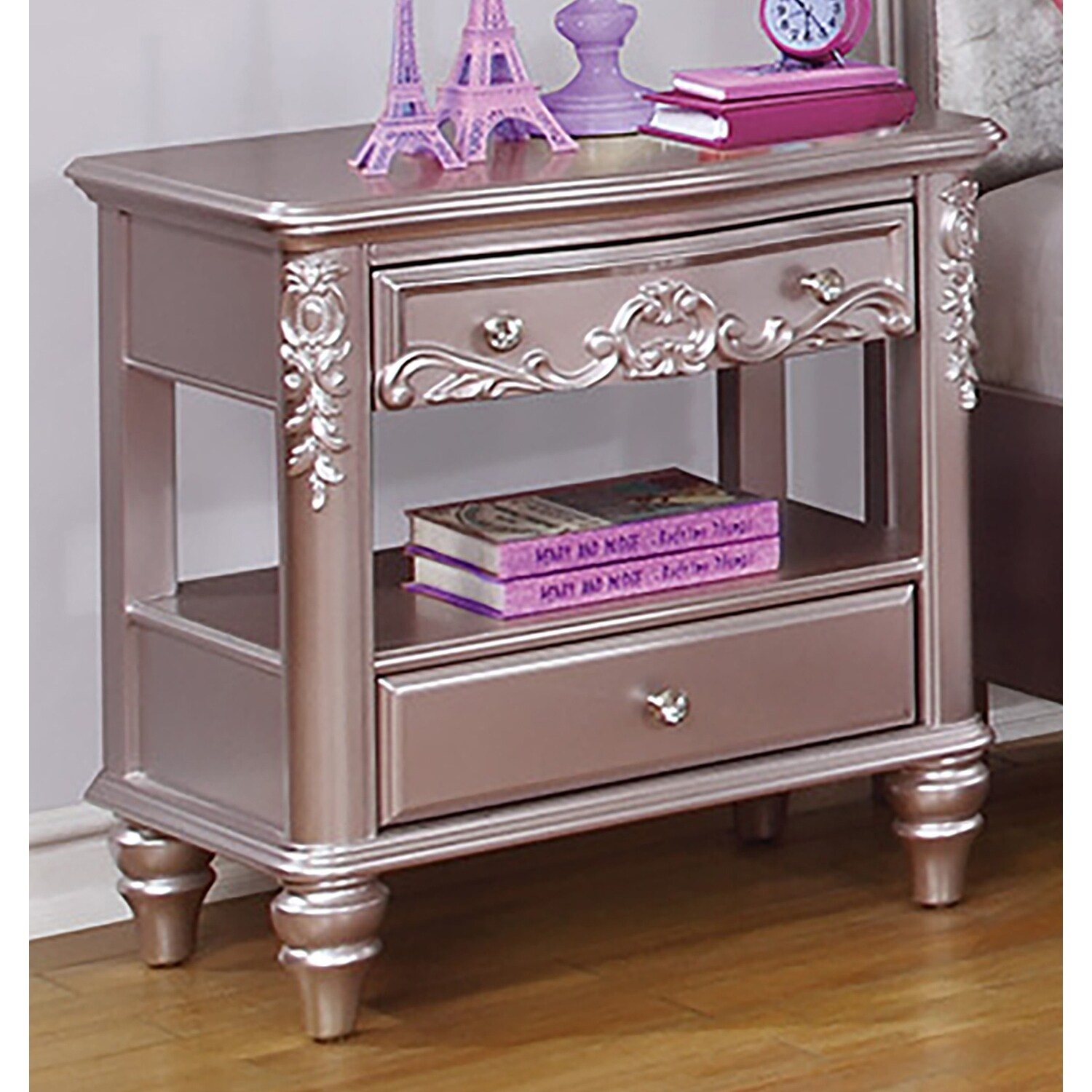 Shop Seraphina Metallic Lilac 2 Piece Bedroom Set With Nightstand On Sale Overstock 28807587