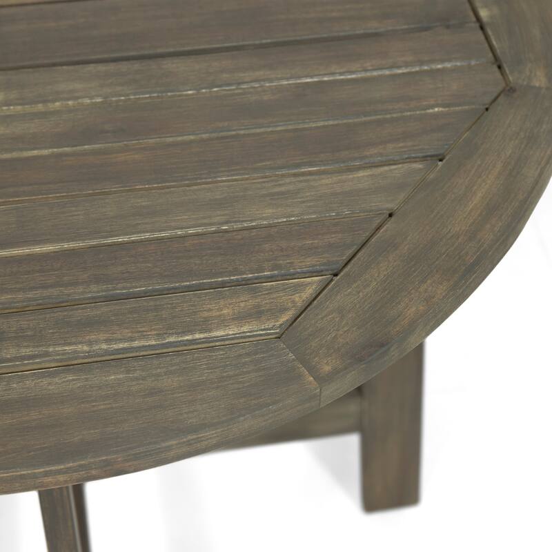 Meadow Outdoor 2 Seater Half-Round Wood and Wicker Bistro Set with Folding Table by Christopher Knight Home