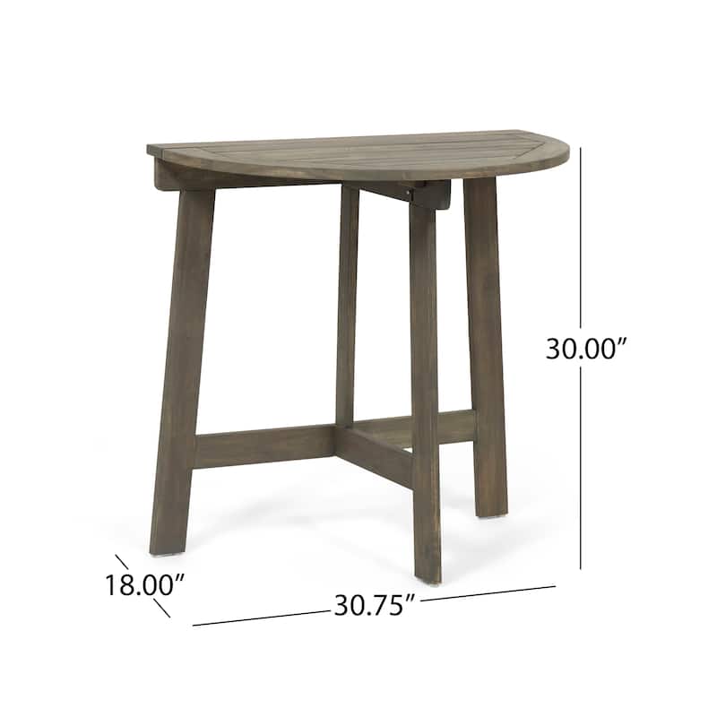 Meadow Outdoor 2 Seater Half-Round Wood and Wicker Bistro Set with Folding Table by Christopher Knight Home