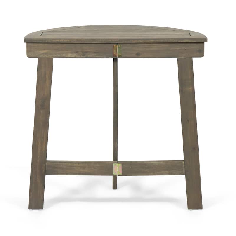 Meadow Outdoor 2 Seater Half-Round Wood and Wicker Bistro Set with Folding Table by Christopher Knight Home