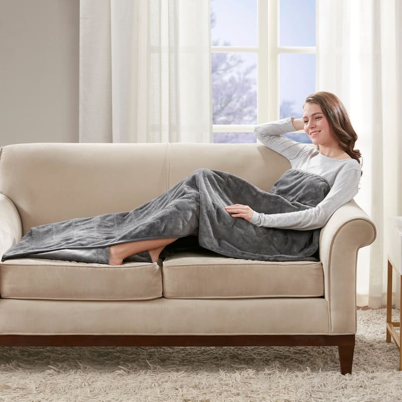 Beautyrest Plush Heated Throw with Foot Pocket