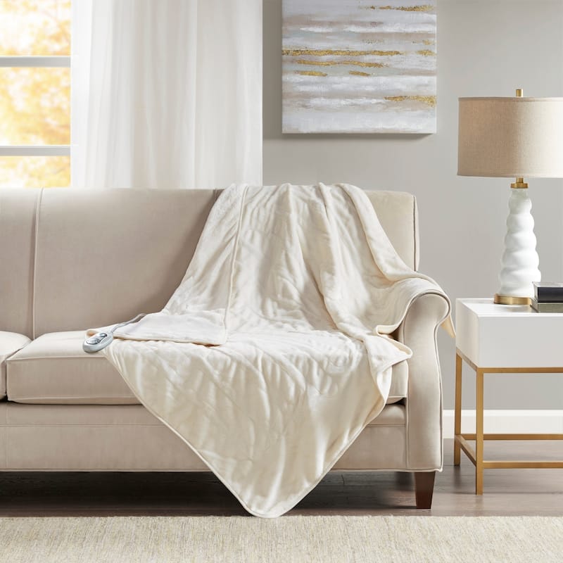 Beautyrest Plush Heated Throw with Foot Pocket