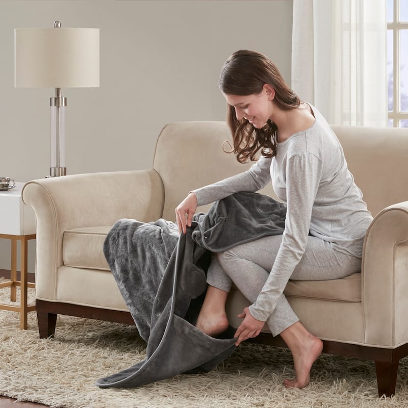 Beautyrest Plush Heated Throw with Foot Pocket
