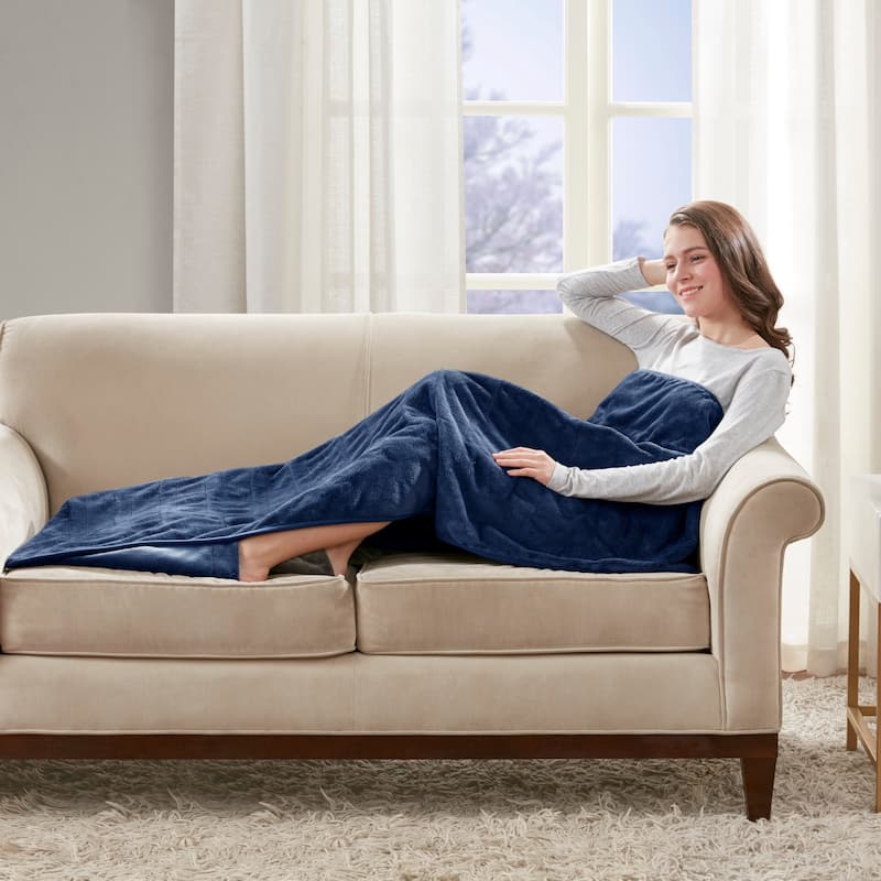 Beautyrest Plush Heated Throw with Foot Pocket