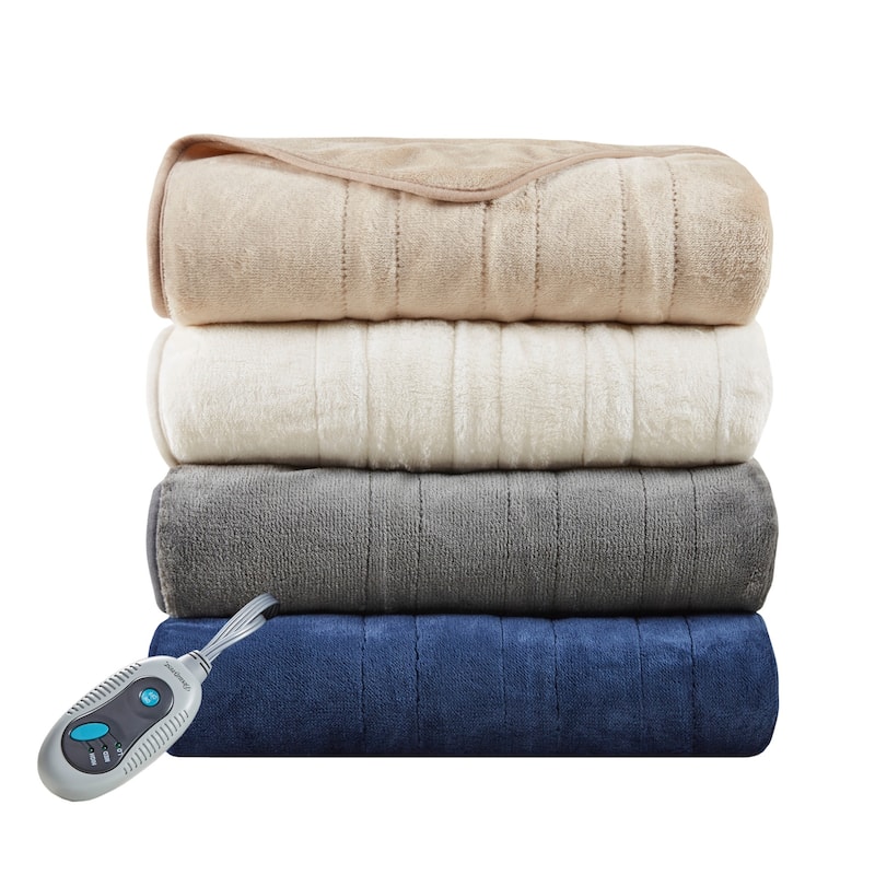 Beautyrest Plush Heated Throw with Foot Pocket