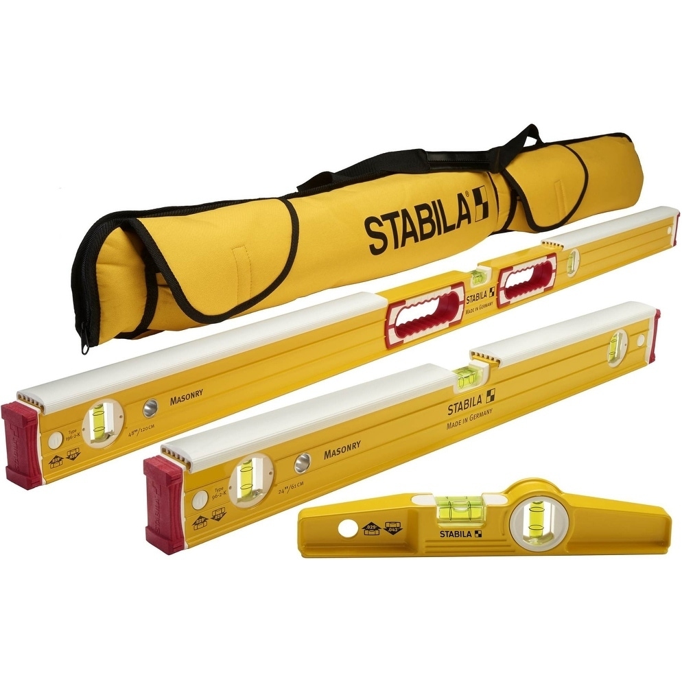 Stabila 29824 Professional Set Includes 10" Torpedo 24" Level and 48" Level