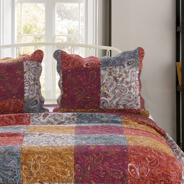 Shop Porch Den Merritt Spice Color Paisley Quilted Pillow Sham