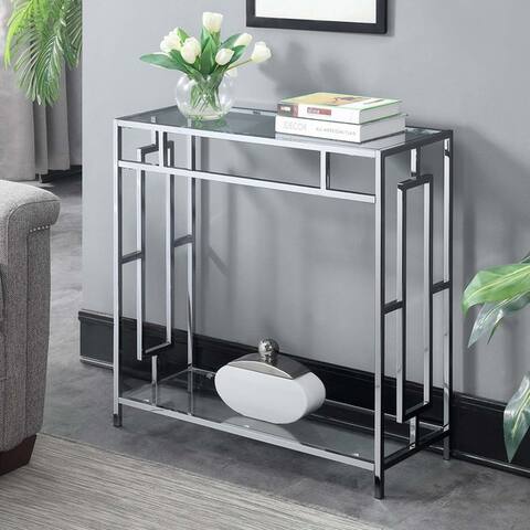 Silver Orchid Alberni Square Chrome Hall Table