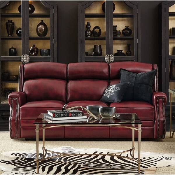 Shop Jesper Red Top Grain Leather Power Reclining Sofa And