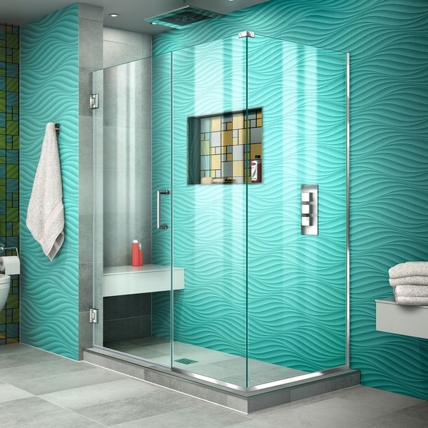 DreamLine Unidoor Plus 49 1/2 in. W x 34 3/8 in. D x 72 in. H Frameless Hinged Shower Enclosure - 34.38" x 49.5"