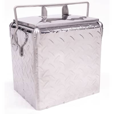 Creative Outdoor Retro 13L Cooler, Metallic Diamond Plate Silver