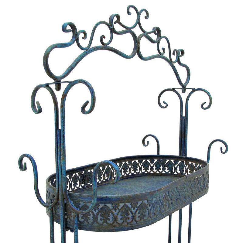 Three Tier Iron Plant Stand in Antique Blue