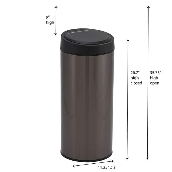 black stainless steel kitchen trash can