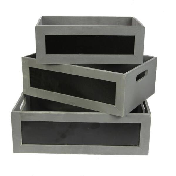 Shop Grey Chalkboard Decorative Set Of 3 Rectangle Storage Gift