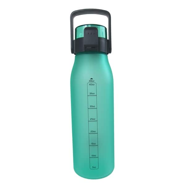 Non-Slip Rubber-Coated Push-Button Water Bottle with Carry Handle 48 oz ...