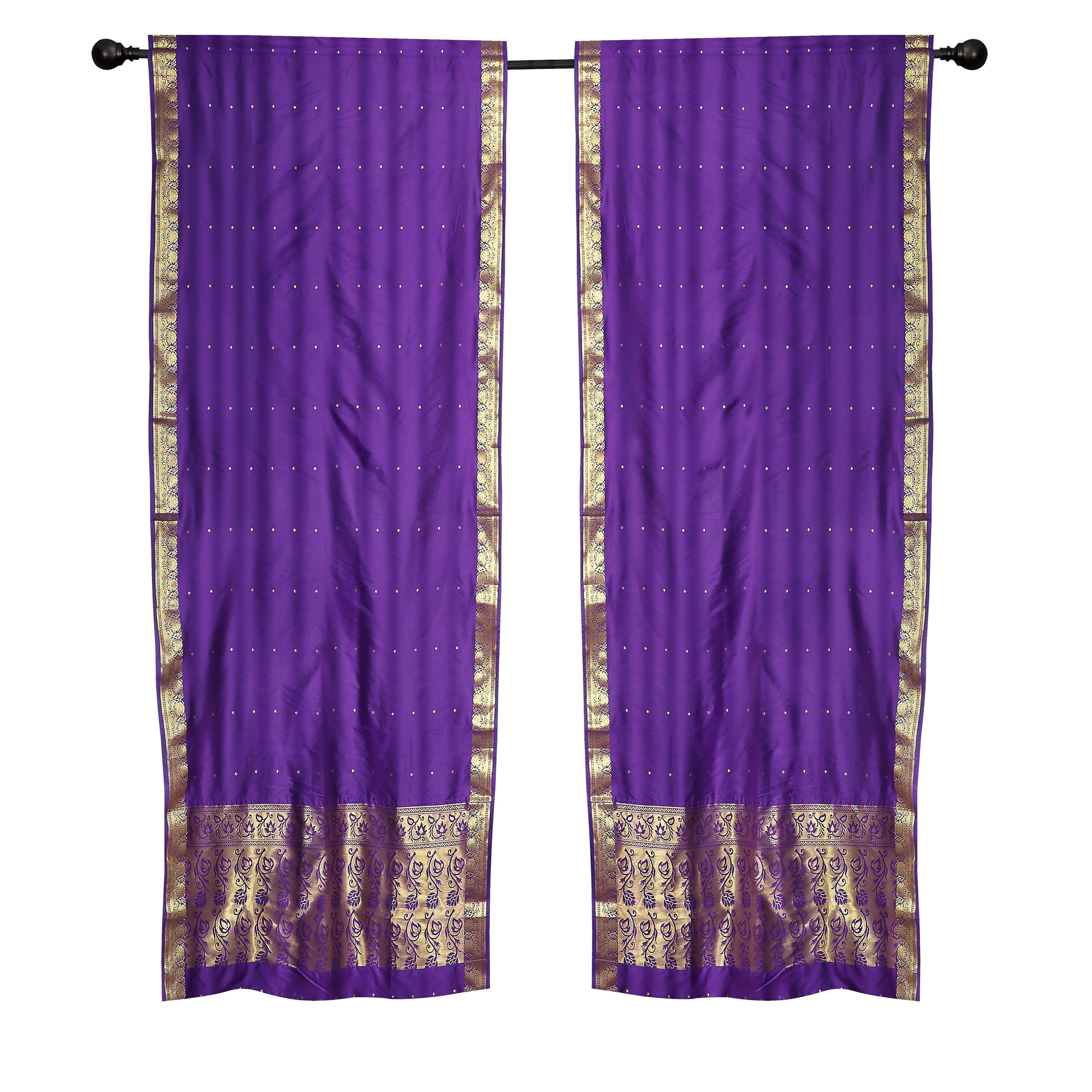 Shop 2 Boho Purple Indian Sari Curtains Rod Pocket Window Panels