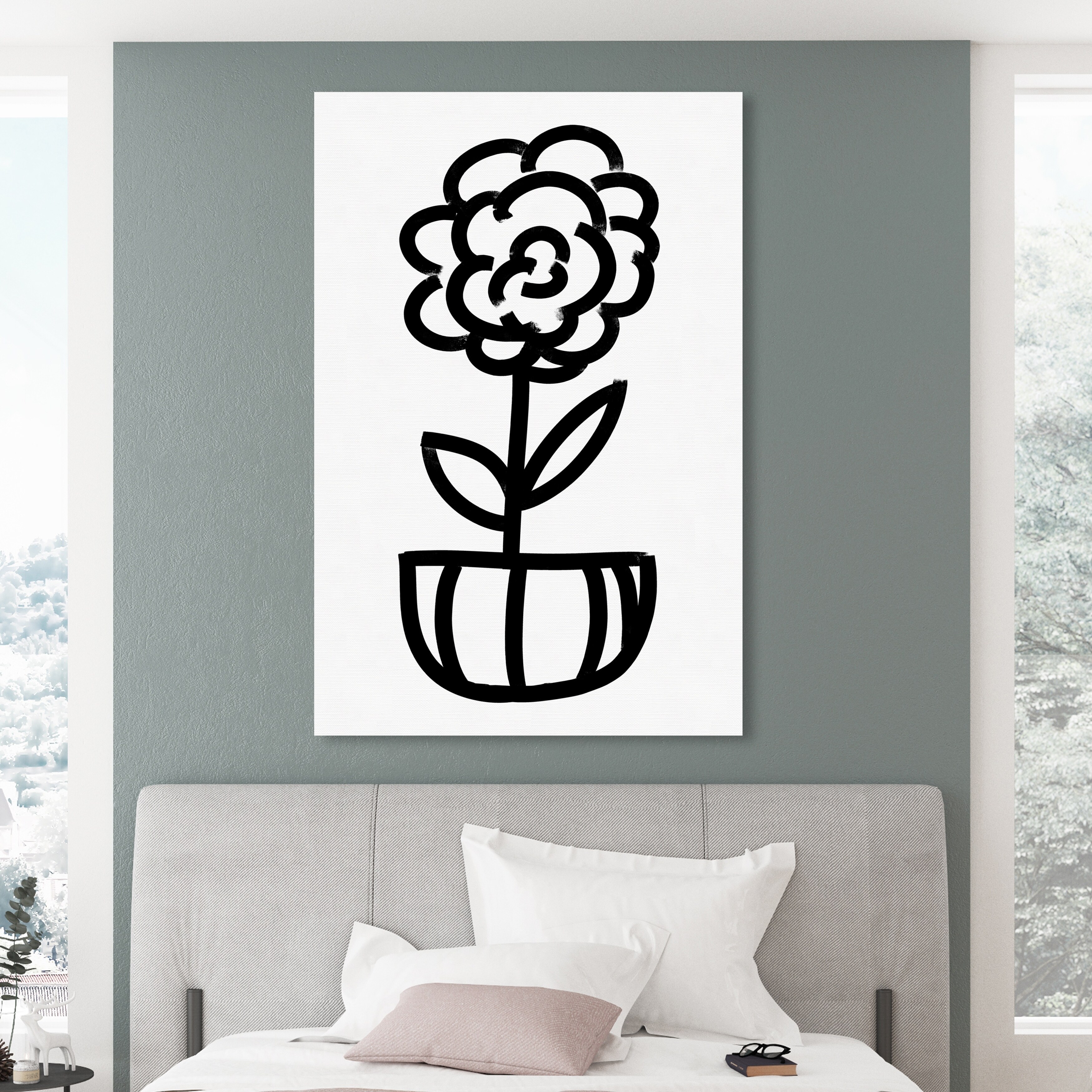 oliver gal single flower in bloom floral and botanical wall art canvas print black white overstock 28844441