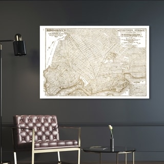 Oliver Gal 'brooklyn Map White And Gold' Maps And Flags Wall Art Canvas 