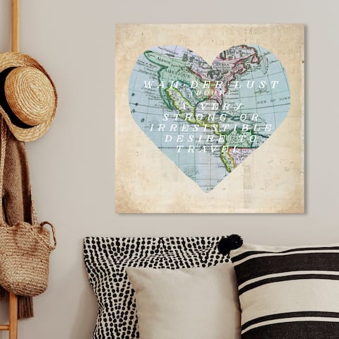 Oliver Gal 'To Travel' Maps and Flags Wall Art Canvas Print - Blue, Brown