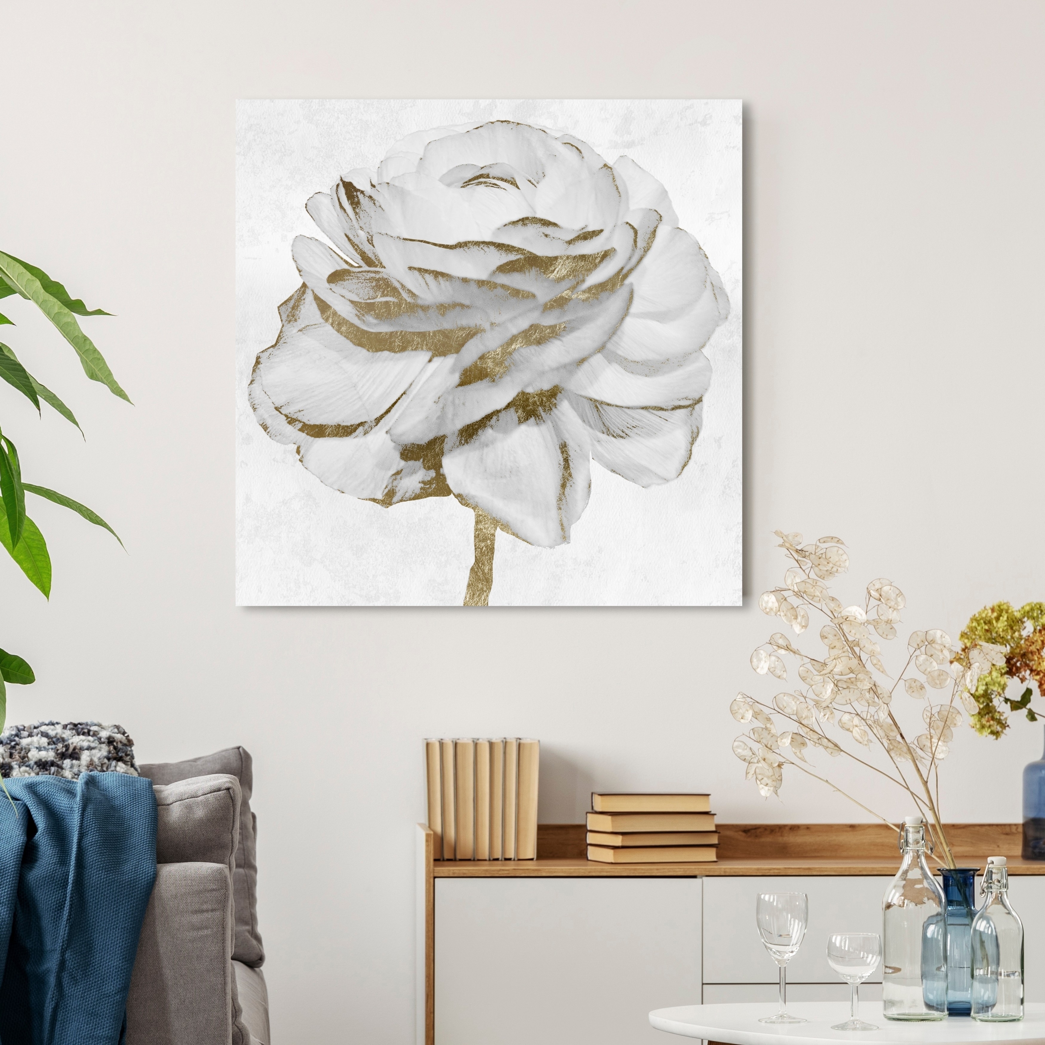 Shop Oliver Gal White Gold Peony Floral And Botanical Wall Art Canvas Print White Gold Overstock 28844660