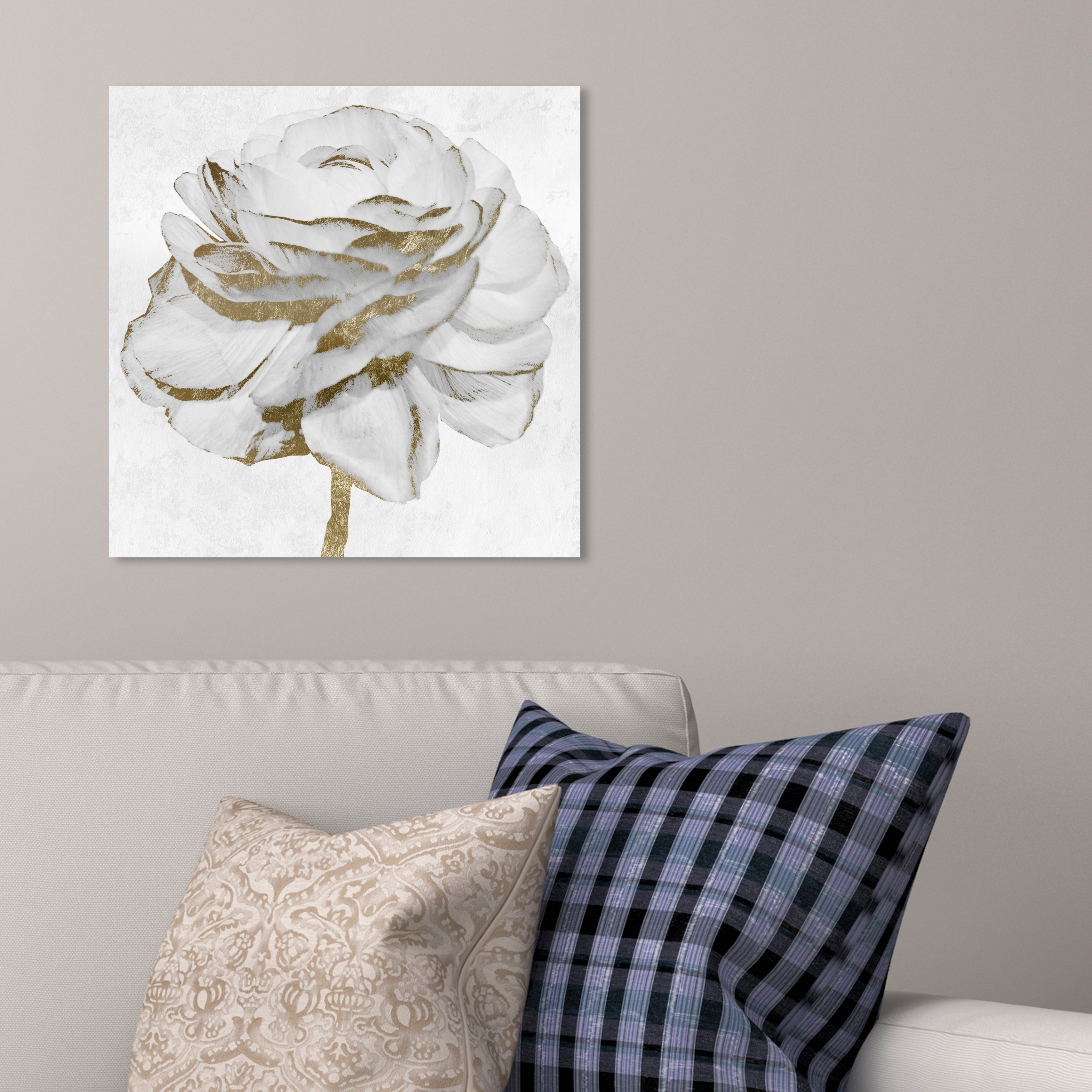 Oliver Gal 'White Gold Peony' Floral and Botanical Wall Art Canvas