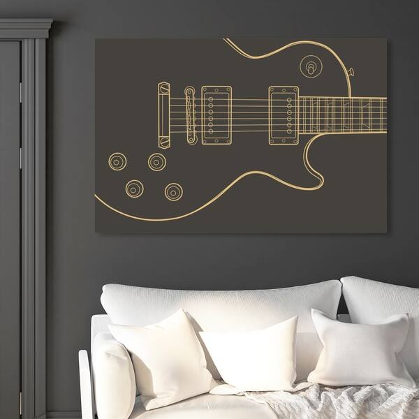 slide 2 of 11, Oliver Gal 'Guitar One' Music and Dance Wall Art Canvas Print - Black, Gold 45 x 30