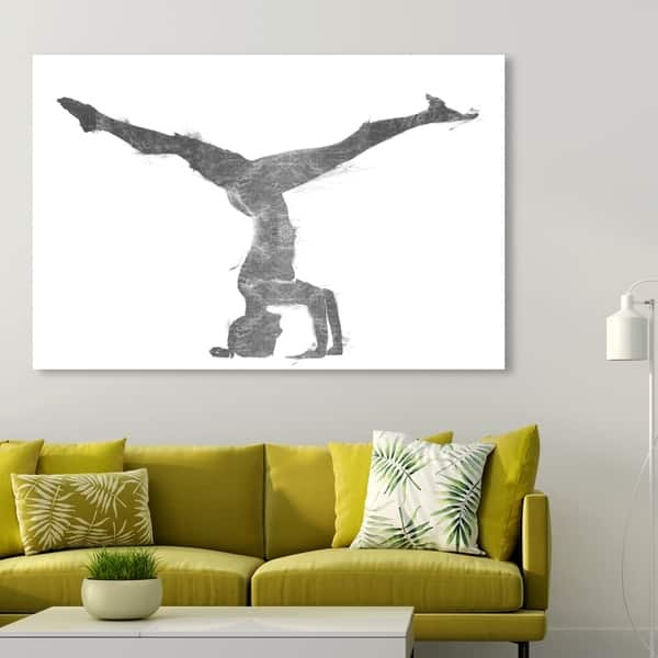 Oliver Gal 'Sirsasana Silver Metallic' Sports and Teams Wall Art Canvas ...