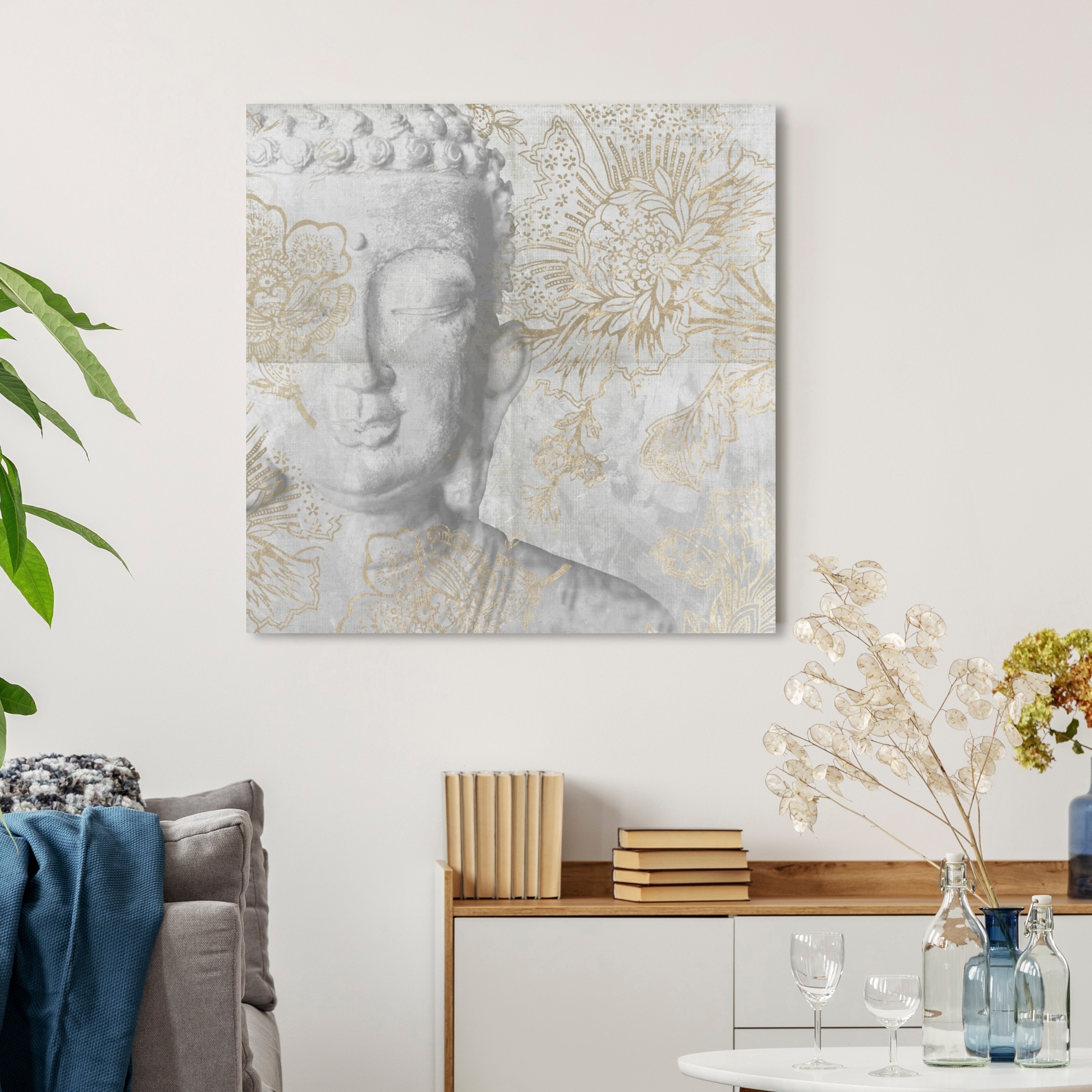 Shop Oliver Gal Calm Side Spiritual And Religious Wall Art Canvas Print Gray Yellow Overstock 28844858