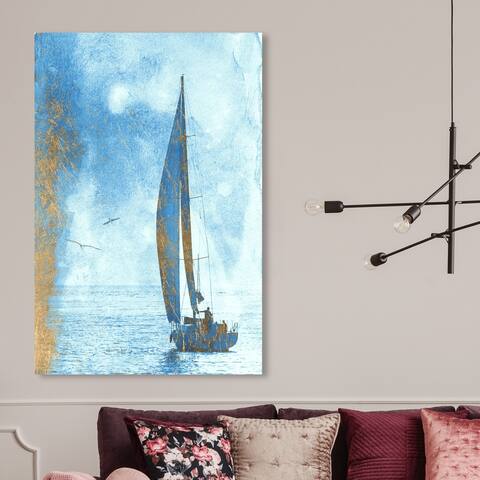 Oliver Gal 'Blue Sails' Nautical and Coastal Wall Art Canvas Print - Blue, Gold