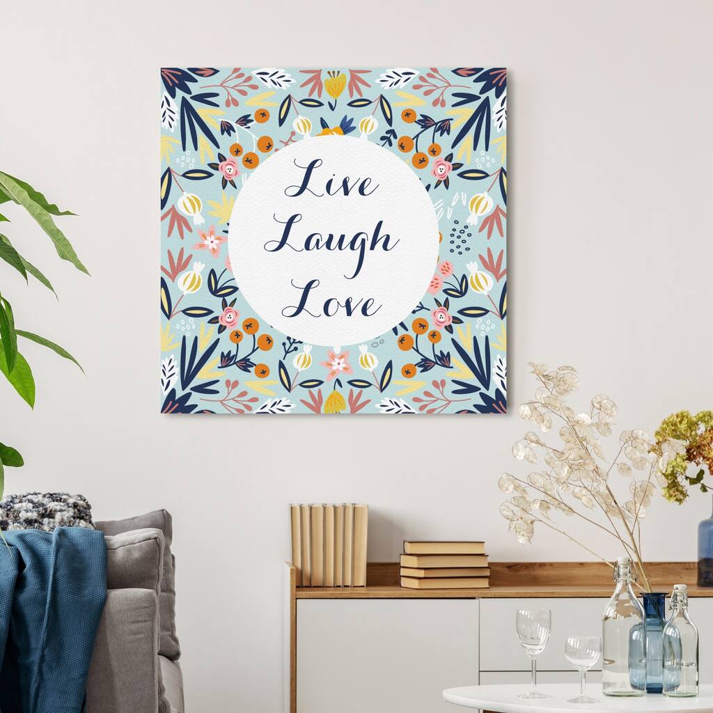 Oliver Gal 'Live Laugh Love' Typography and Quotes Wall Art Canvas Print - Green, White