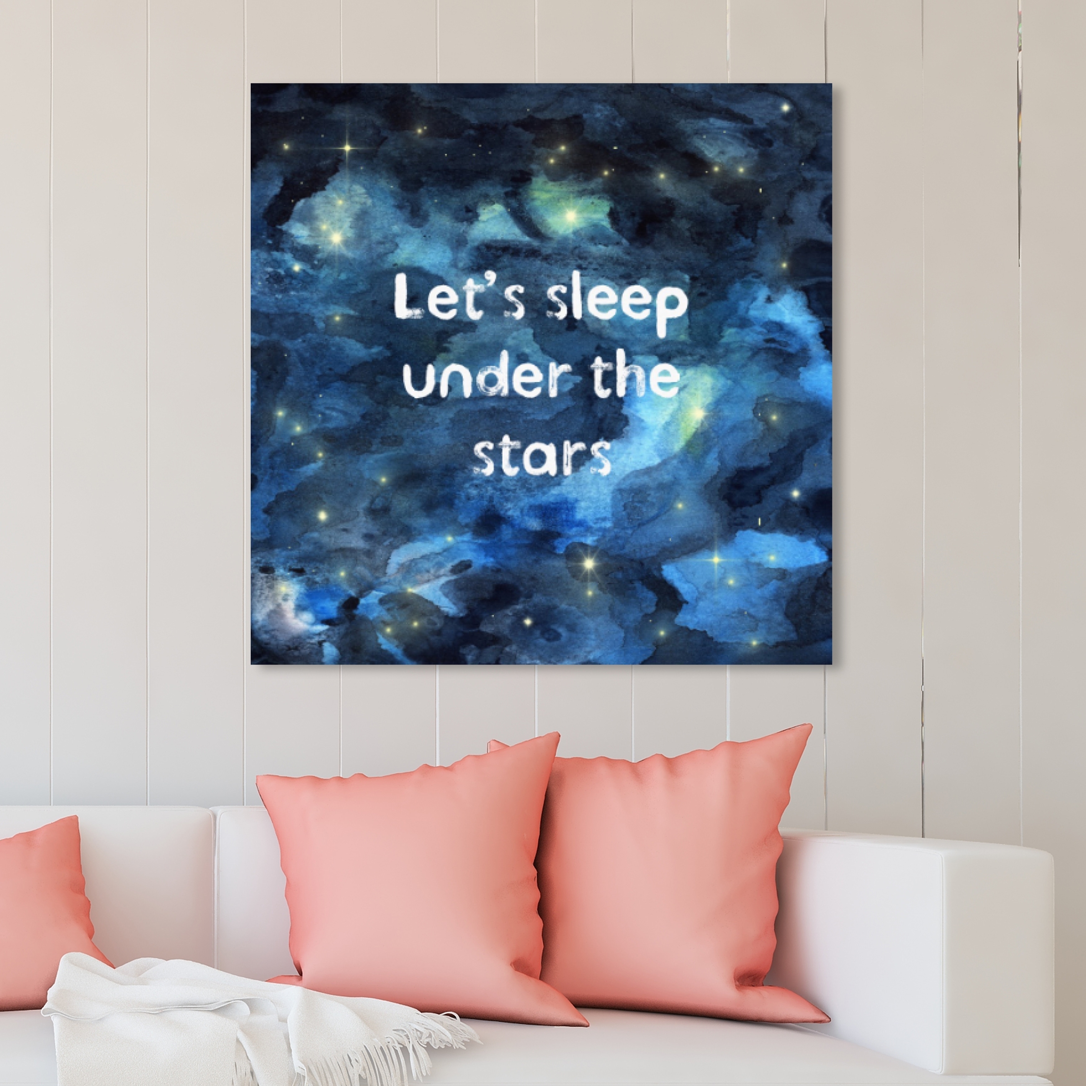 Oliver Gal 'Sleep Under the Stars' Typography and Quotes Wall Art Canvas  Print - Blue - Overstock - 28845051, image size:3500x3500